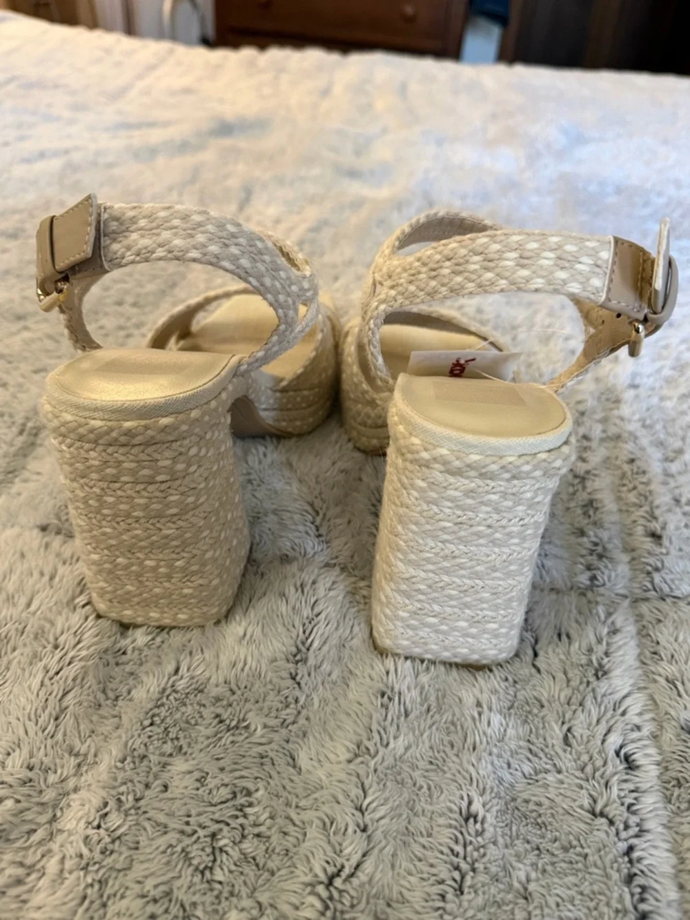Dolce Vita Cream Braided Strap Block Heel Sandals - Picture 11 of 11